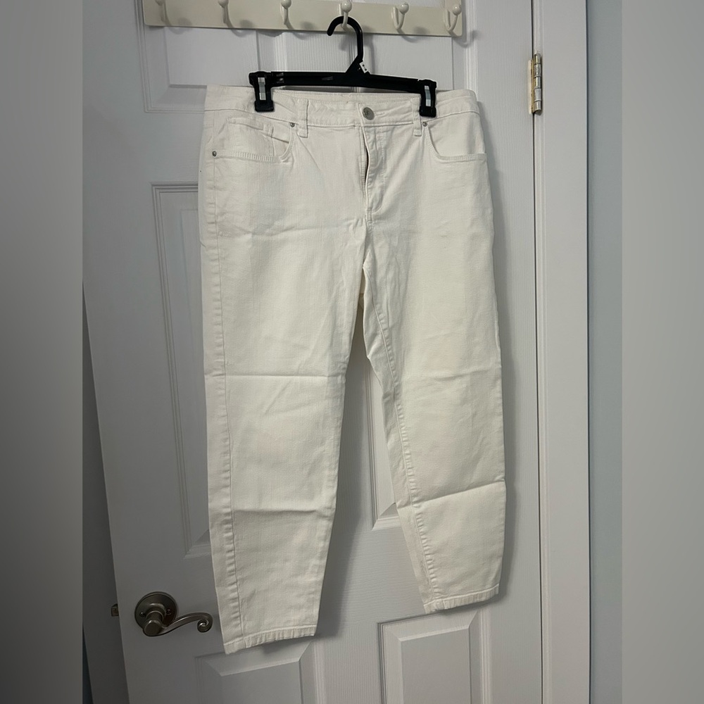 Maison Jules Cream Skinny Ankle Jeans